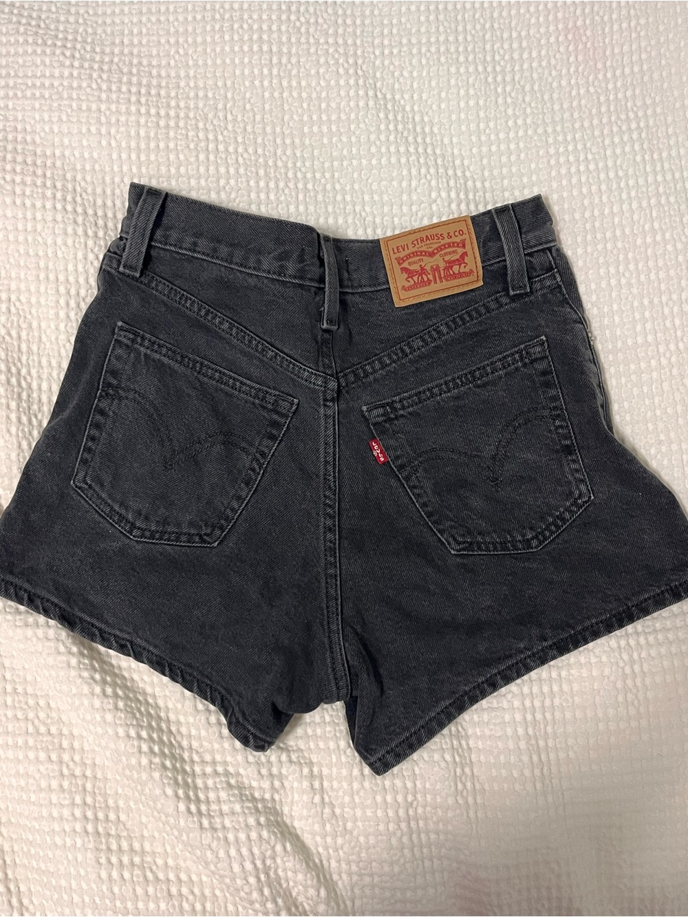 Levi's Washed Black High-Waist Denim Mom Shorts